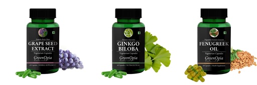 [BRSRYGAOBMMWCAA7] Grape-seed-extract-60-vegetarian-capsules, Ginkgo-biloba-vegetarian-capsules, Fenugreek-oil-vegetarian-capsules Combo | Convenient Nutrition & Wellness Routine | Multi-Produ