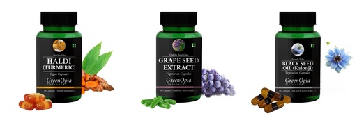 [BRSRYGAOBMFQYAY7] Haldi-oil-vegetarian-capsules, Grape-seed-extract-60-vegetarian-capsules, Black-seed-oil-capsules Combo | Convenient Nutrition & Wellness Routine | Multi-Product Pack