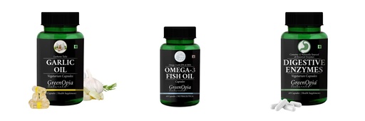 [BRSRYGAOBNYWCYD6] Garlic-oil-vegetarian-capsules, Fish-oil-capsules, Digestive-enzymes-60-vegetarian-capsules Combo | Convenient Nutrition & Wellness Routine | Multi-Product Pack