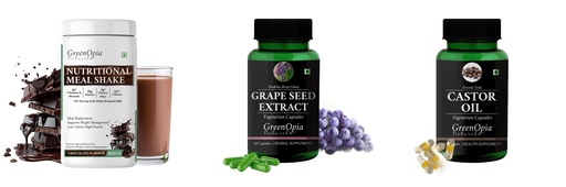 [BRSRYGAOBN7BO3TV] Nutritional-meal-shake-chocolate, Grape-seed-extract-60-vegetarian-capsules, Castor-oil-vegetarian-capsules Combo | Convenient Nutrition & Wellness Routine | Multi-Product P