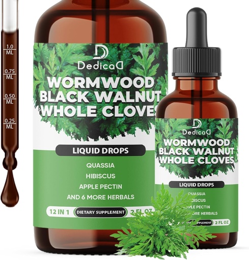 [BRSRAGAPAUBREAYZ] 12in1 Wormwood Liquid Drops - Black Walnut Wormwood Tincture Liquid Özü Bütün Cloves və 9 More Herbs - 60 Days Supply