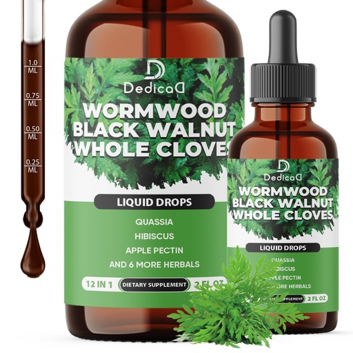 [BRSRAGAPAUBREAYZ] DEDICAD 12in1 Wormwood Liquid Drops - Black Walnut Wormwood Tincture Liquid Extract Whole Cloves and 9 More Herbs - 60 Days Supply