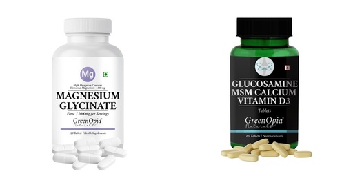 [BRSRYGAOBAHA4CY2] Magnesium-glycinate-forte-tablets, Glucosamine-msm-tablets Combo | Convenient Nutrition & Wellness Routine | Multi-Product Pack
