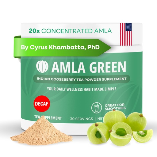 [BRSWGFIYAACQAG3H] Amla Powder & Decaf Green Tea Superfood Supplement, 20x Ultra Concentrated Amla, Antioxidant Support, Made with Oolong Tea and Indian Gooseberries, Organic, Vegan, Decaf, 30 Servings