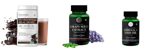 [BRSRYGAOBEFQOCTZ] Nutritional-meal-shake-chocolate, Grape-seed-extract-60-vegetarian-capsules, Fish-oil-capsules Combo | Convenient Nutrition & Wellness Routine | Multi-Product Pack
