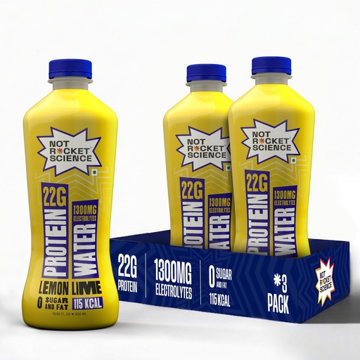[BRSRGBAQDINB6CIU] Not Rocket Science Protein Water - Lemon Lime | 22g Clear Whey Protein Isolate | 1300mg Electrolytes | 5g BCAAs | Zero Sugar | High Protein Drink | 500ml Pack of 3