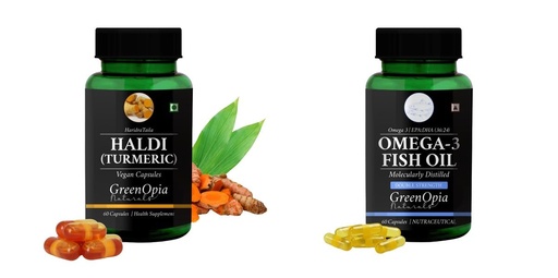 [BRSRYGAOBF6QYCD2] Haldi-oil-vegetarian-capsules, Fish-oil-double-strength Combo | Convenient Nutrition & Wellness Routine | Multi-Product Pack