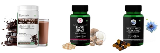 [BRSRYGAOAEFGC2DU] Nutritional-meal-shake-chocolate, Ease-spaz-vegetarian-capsules, Black-seed-oil-capsules Combo | Convenient Nutrition & Wellness Routine | Multi-Product Pack