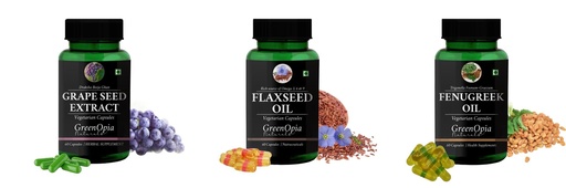 [BRSRYGAOPMPRMCD5] Grape-seed-extract-60-vegetarian-capsules, Flax-seed-oil-vegetarian-capsules, Fenugreek-oil-vegetarian-capsules Combo | Convenient Nutrition & Wellness Routine | Multi-Produ