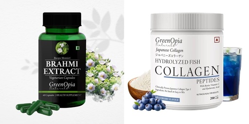 [BRSRYFQZPICRMG35] Brahmi Marine Collagen Peptides Powder Blueberry Wellness Daily Vitality |60 CAPSULES