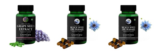 [BRSRYGAOB4JQOCDL] Grape-seed-extract-60-vegetarian-capsules, Black-seed-oil-capsules, Black-seed-oil-capsules Combo | Convenient Nutrition & Wellness Routine | Multi-Product Pack
