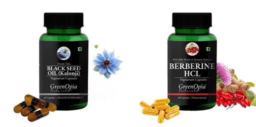 [BRSRYGAOBN6WMYAY] Black-seed-oil-capsules, Berberine-hcl-vegetarian-capsules Combo | Convenient Nutrition & Wellness Routine | Multi-Product Pack