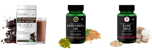[BRSRYGAOCQCAODTL] Nutritional-meal-shake-chocolate, Fenugreek-oil-vegetarian-capsules, Ease-spaz-vegetarian-capsules Combo | Convenient Nutrition & Wellness Routine | Multi-Product Pack