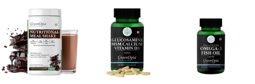 [BRSRYGAOBAPRUA34] Nutritional-meal-shake-chocolate, Glucosamine-msm-tablets, Fish-oil-capsules Combo | Convenient Nutrition & Wellness Routine | Multi-Product Pack
