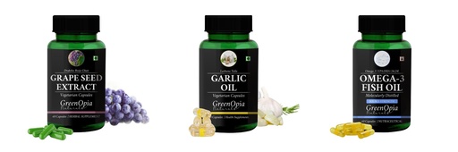 [BRSRYGAOBACRQC3K] Grape-seed-extract-60-vegetarian-capsules, Garlic-oil-vegetarian-capsules, Fish-oil-double-strength Combo | Convenient Nutrition & Wellness Routine | Multi-Product Pack