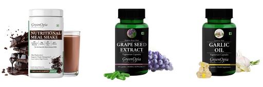 [BRSRYGAOBF4AMYDJ] Nutritional-meal-shake-chocolate, Grape-seed-extract-60-vegetarian-capsules, Garlic-oil-vegetarian-capsules Combo | Convenient Nutrition & Wellness Routine | Multi-Product P
