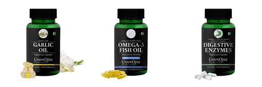 [BRSRYGAOBMMWCAYV] Garlic-oil-vegetarian-capsules, Fish-oil-double-strength, Digestive-enzymes-60-vegetarian-capsules Combo | Convenient Nutrition & Wellness Routine | Multi-Product Pack