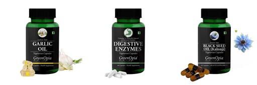 [BRSRYGAOBNYWCYDV] Garlic-oil-vegetarian-capsules, Digestive-enzymes-60-vegetarian-capsules, Black-seed-oil-capsules Combo | Convenient Nutrition & Wellness Routine | Multi-Product Pack