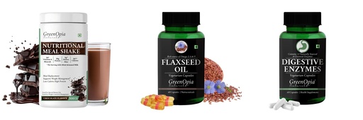 [BRSRYGAOAQCGEDLZ] Nutritional-meal-shake-chocolate, Flax-seed-oil-vegetarian-capsules, Digestive-enzymes-60-vegetarian-capsules Combo | Convenient Nutrition & Wellness Routine | Multi-Product