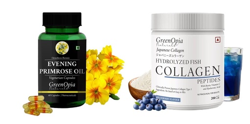 [BRSRYGAOB4MGOCYZ] Evening-primrose-oil-vegetarian-capsules, Marine-collagen-peptides-powder-blueberry Combo | Convenient Nutrition & Wellness Routine | Multi-Product Pack