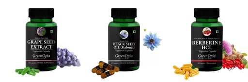 [BRSRYGAOB5YA4YLJ] Grape-seed-extract-60-vegetarian-capsules, Black-seed-oil-capsules, Berberine-hcl-vegetarian-capsules Combo | Convenient Nutrition & Wellness Routine | Multi-Product Pack