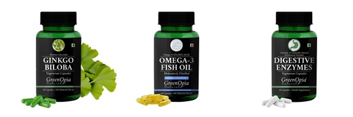 [BRSRYGAOB57W2AI4] Ginkgo-biloba-vegetarian-capsules, Fish-oil-double-strength, Digestive-enzymes-60-vegetarian-capsules Combo | Convenient Nutrition & Wellness Routine | Multi-Product Pack