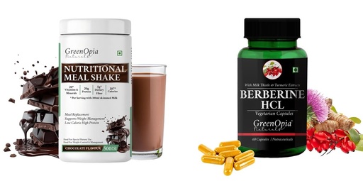 [BRSRYGAOBUFGMCYY] Nutritional-meal-shake-chocolate, Berberine-hcl-vegetarian-capsules Combo | Convenient Nutrition & Wellness Routine | Multi-Product Pack