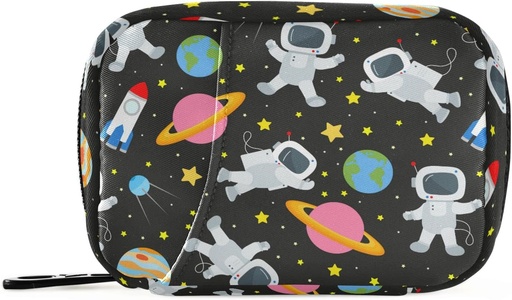 [BRSRMZALAB7GMH33] Cosmos Travel Galaxy Astronauts Pill Box 7 Day Pill Case Bag Travel Pill Organizators Bag ar rāvējslēdzēju Pārnēsājams Weekly Case Compact Izmērs Vitamīnu Papildinājums Turētājs