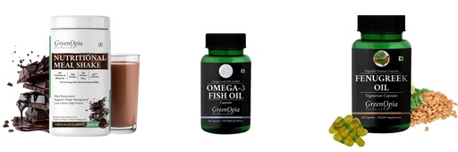 [BRSRYGAOBYOQ2ADA] Nutritional-meal-shake-chocolate, Fish-oil-capsules, Fenugreek-oil-vegetarian-capsules Combo | Convenient Nutrition & Wellness Routine | Multi-Product Pack