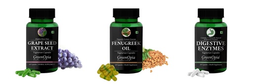 [BRSRYGAOBYOQIGTL] Grape-seed-extract-60-vegetarian-capsules, Fenugreek-oil-vegetarian-capsules, Digestive-enzymes-60-vegetarian-capsules Combo | Convenient Nutrition & Wellness Routine | Mult
