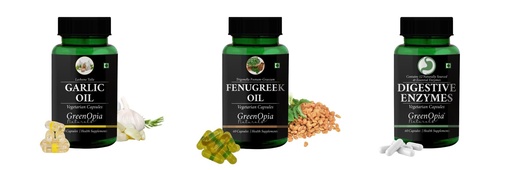 [BRSRYGAOBYBR4HL5] Garlic-oil-vegetarian-capsules, Fenugreek-oil-vegetarian-capsules, Digestive-enzymes-60-vegetarian-capsules Combo | Convenient Nutrition & Wellness Routine | Multi-Product P