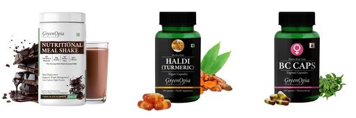 [BRSRYGAOBZ7RQG36] Nutritional-meal-shake-chocolate, Haldi-oil-vegetarian-capsules, Bc-caps-vaginal-capsules Combo | Convenient Nutrition & Wellness Routine | Multi-Product Pack
