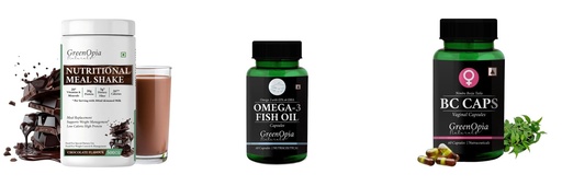 [BRSRYGAOB4IQYYA3] Nutritional-meal-shake-chocolate, Fish-oil-capsules, Bc-caps-vaginal-capsules Combo | Convenient Nutrition & Wellness Routine | Multi-Product Pack