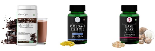 [BRSRYGAOB4NBUAI3] Nutritional-meal-shake-chocolate, Fish-oil-double-strength, Ease-spaz-vegetarian-capsules Combo | Convenient Nutrition & Wellness Routine | Multi-Product Pack