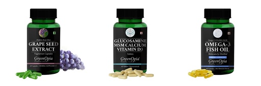 [BRSRYGAOB4MAOC3J] Grape-seed-extract-60-vegetarian-capsules, Glucosamine-msm-tablets, Fish-oil-double-strength Combo | Convenient Nutrition & Wellness Routine | Multi-Product Pack