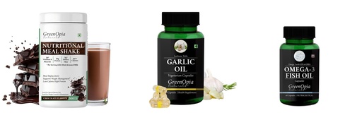 [BRSRYGAOBAAQOETO] Nutritional-meal-shake-chocolate, Garlic-oil-vegetarian-capsules, Fish-oil-capsules Combo | Convenient Nutrition & Wellness Routine | Multi-Product Pack