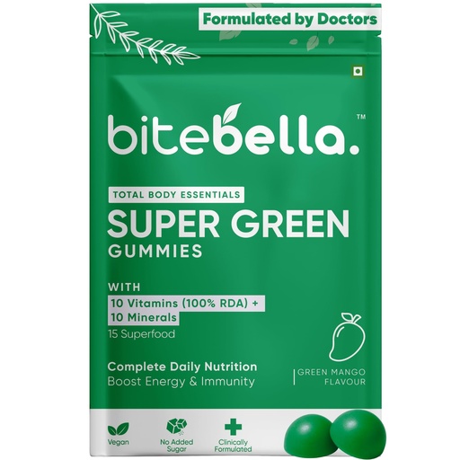 [BRSRGCY2DEGWYDLO] Super Green Gummies for Men & Women, Green Mango Flavour, 30 Gummies