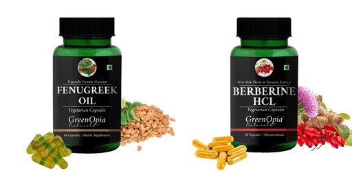 [BRSRYGAOA4NWEAA4] Fenugreek-oil-vegetarian-capsules, Berberine-hcl-vegetarian-capsules Combo | Convenient Nutrition & Wellness Routine | Multi-Product Pack