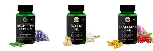 [BRSRYGAOA4MWKCA6] Grape-seed-extract-60-vegetarian-capsules, Garlic-oil-vegetarian-capsules, Berberine-hcl-vegetarian-capsules Combo | Convenient Nutrition & Wellness Routine | Multi-Product