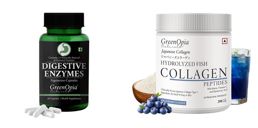 [BRSRYFQZBZ5AIFY2] Digestive Enzymes Marine Collagen Peptides Powder Blueberry Wellness Daily Vitality |60 CAPSULES