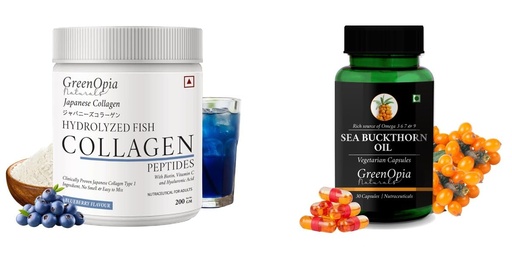 [BRSRYFQZBMJRG2TX] Marine Collagen Peptides Powder Blueberry Sea Buckthorn Oil Wellness Daily Vitality |60 CAPSULES