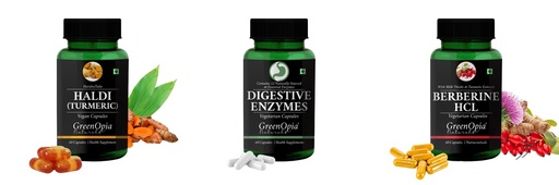 [BRSRYGAOBUGW2FAV] Haldi-oil-vegetarian-capsules, Digestive-enzymes-60-vegetarian-capsules, Berberine-hcl-vegetarian-capsules Combo | Convenient Nutrition & Wellness Routine | Multi-Product Pa