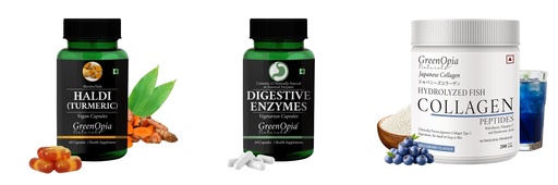 [BRSRYGAOBYCWA3Q3] Haldi-oil-vegetarian-capsules, Digestive-enzymes-60-vegetarian-capsules, Marine-collagen-peptides-powder-blueberry Combo | Convenient Nutrition & Wellness Routine | Multi-Pr
