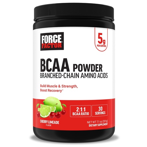 [BRSROAILO4FWGYLK] Force Factor BCAA Amino Acids Supplement 2:1:1, Delicious and Refreshing BCAA Powder to Support Muscle Recovery and Performance, No Artificial Colors or Flavors, Cherry Limeade, 30 Servings