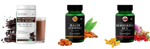 [BRSRYGAOAR7GCCTO] Nutritional-meal-shake-chocolate, Haldi-oil-vegetarian-capsules, Berberine-hcl-vegetarian-capsules Combo | Convenient Nutrition & Wellness Routine | Multi-Product Pack