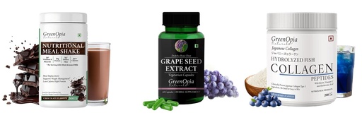 [BRSRYGAOBUBWME3O] Nutritional-meal-shake-chocolate, Grape-seed-extract-60-vegetarian-capsules, Marine-collagen-peptides-powder-blueberry Combo | Convenient Nutrition & Wellness Routine | Mult