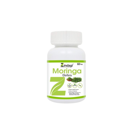 [BRSWYY32BYARUEQZ] Zindagi Natural Moringa Capsules - Pure Moringa Extract Powder - Health Supplement For Energy (60 Capsules)