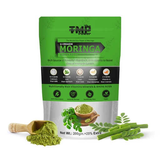 [BRSRGFIYBMCQYCQ4] TMP U-Creasin Moringa Powder Super Food | Rich in Vitamins & Antioxidants | Immunity & Daily Nutrition Support | Vegan | 200g + 25% Extra