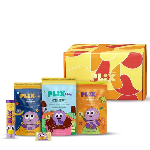 [BRSREATQBYPRO3TU] PLIX-THE PLANT FIX Daily Nutrition Gift Box For Kids | Immunofizz, Growbuddy Powermix, Chaywanboost Gummies, Supertots Multivitamin Gummies | For Immunity & Overall Growth | Premium Gift Packaging