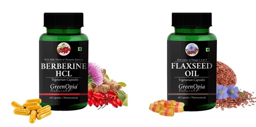 [BRSRYFQZBZ5AGCI2] Berberine HCl Flax Seed Oil Wellness Daily Vitality |60 CAPSULES
